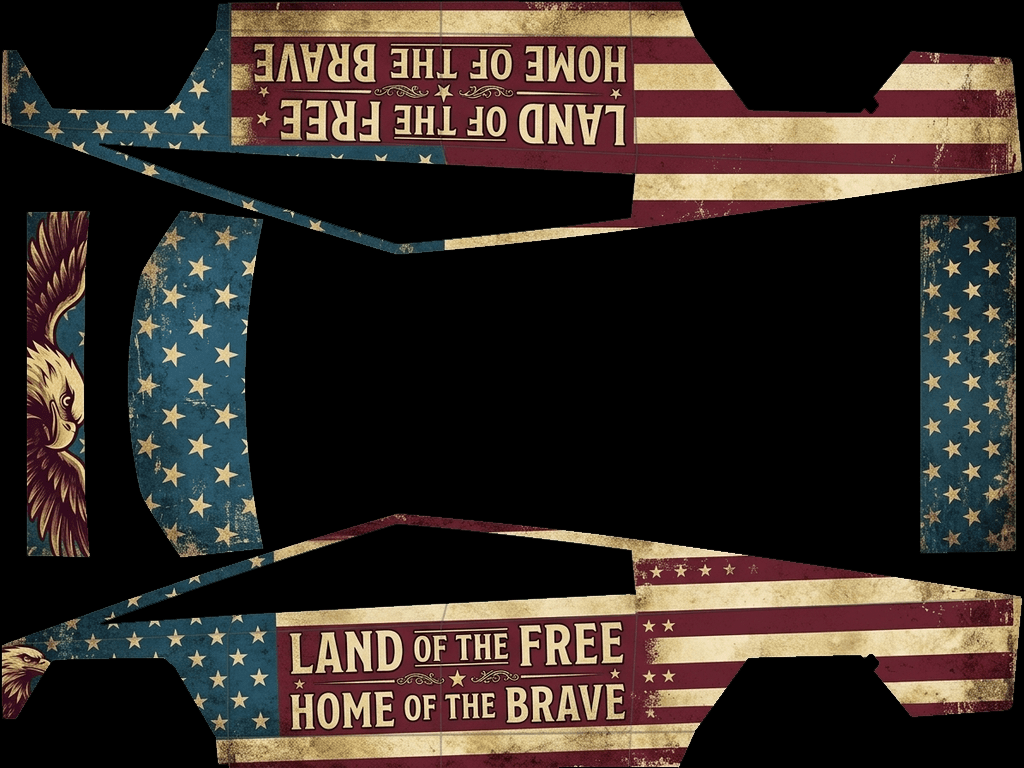 Patriotic Eagle Legacy: flat Tesla Paint Shop wrap file for the Tesla Cybertruck