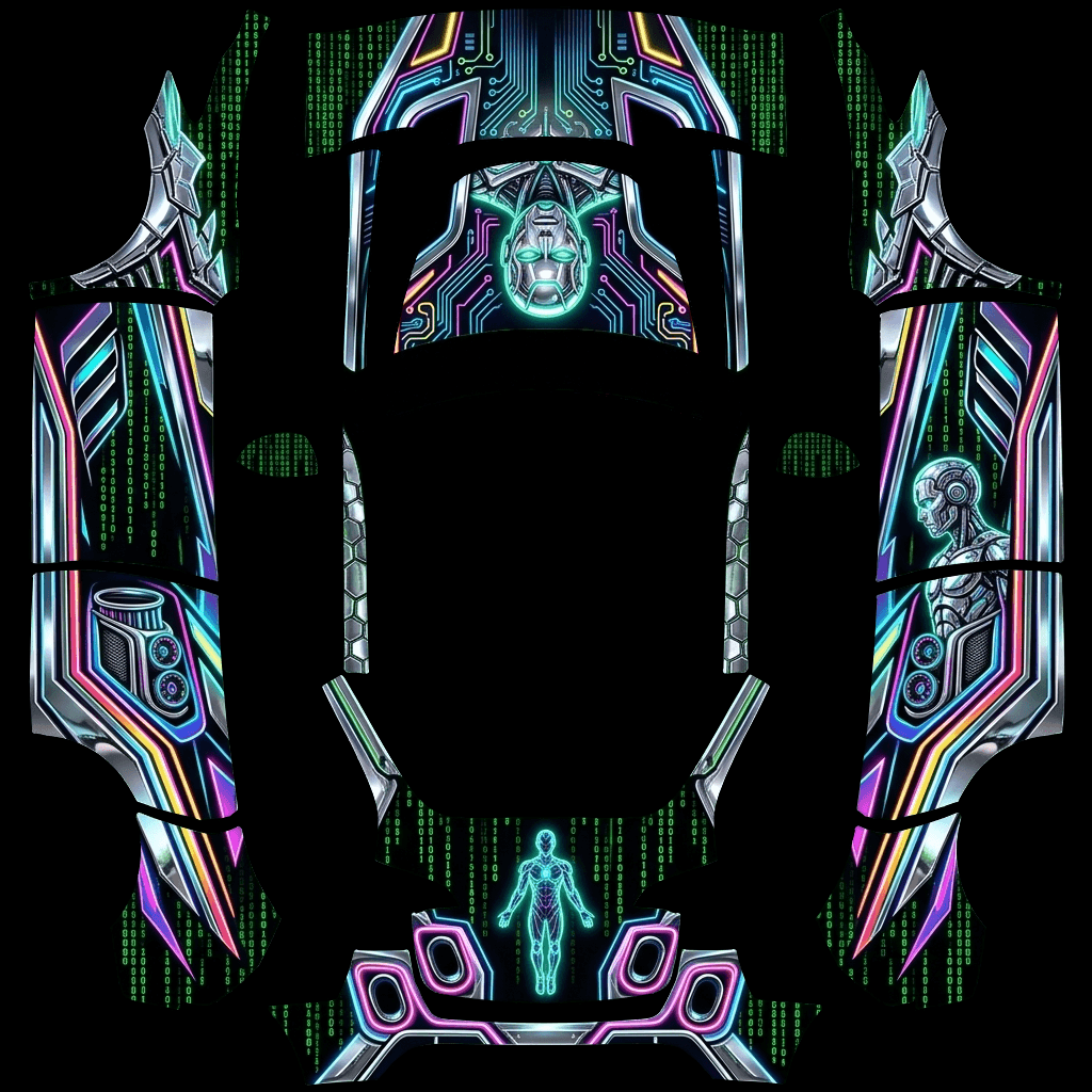 Matrix Cyber Racer: flat Tesla Paint Shop wrap file for the Tesla Model Y