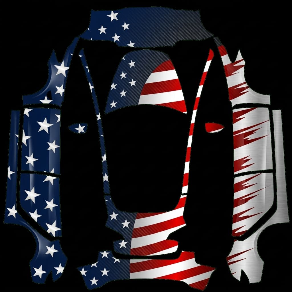 Merica wrap - Model 3 Pre-2024 (Original): flat Tesla Paint Shop wrap file for the Tesla Model 3