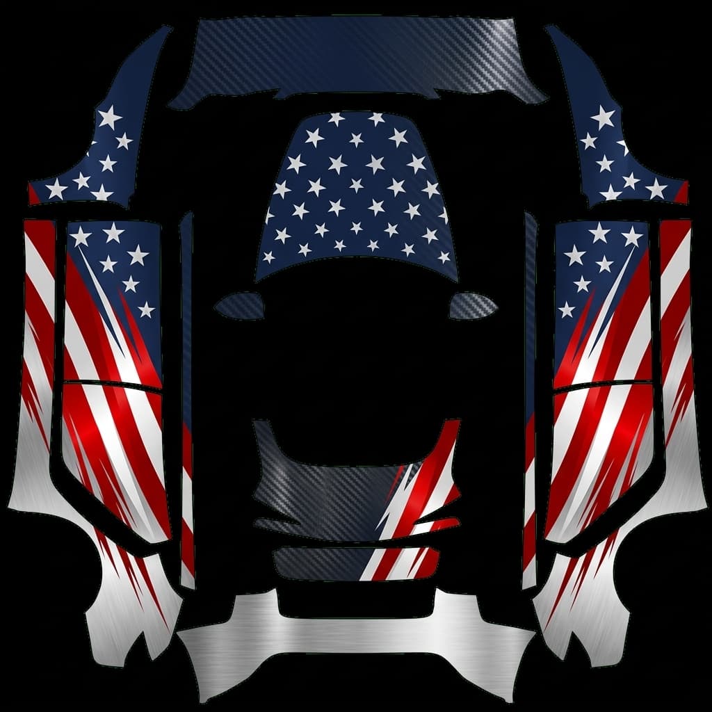 Merica wrap - Model 3 Highland Base: flat Tesla Paint Shop wrap file for the Tesla Model 3