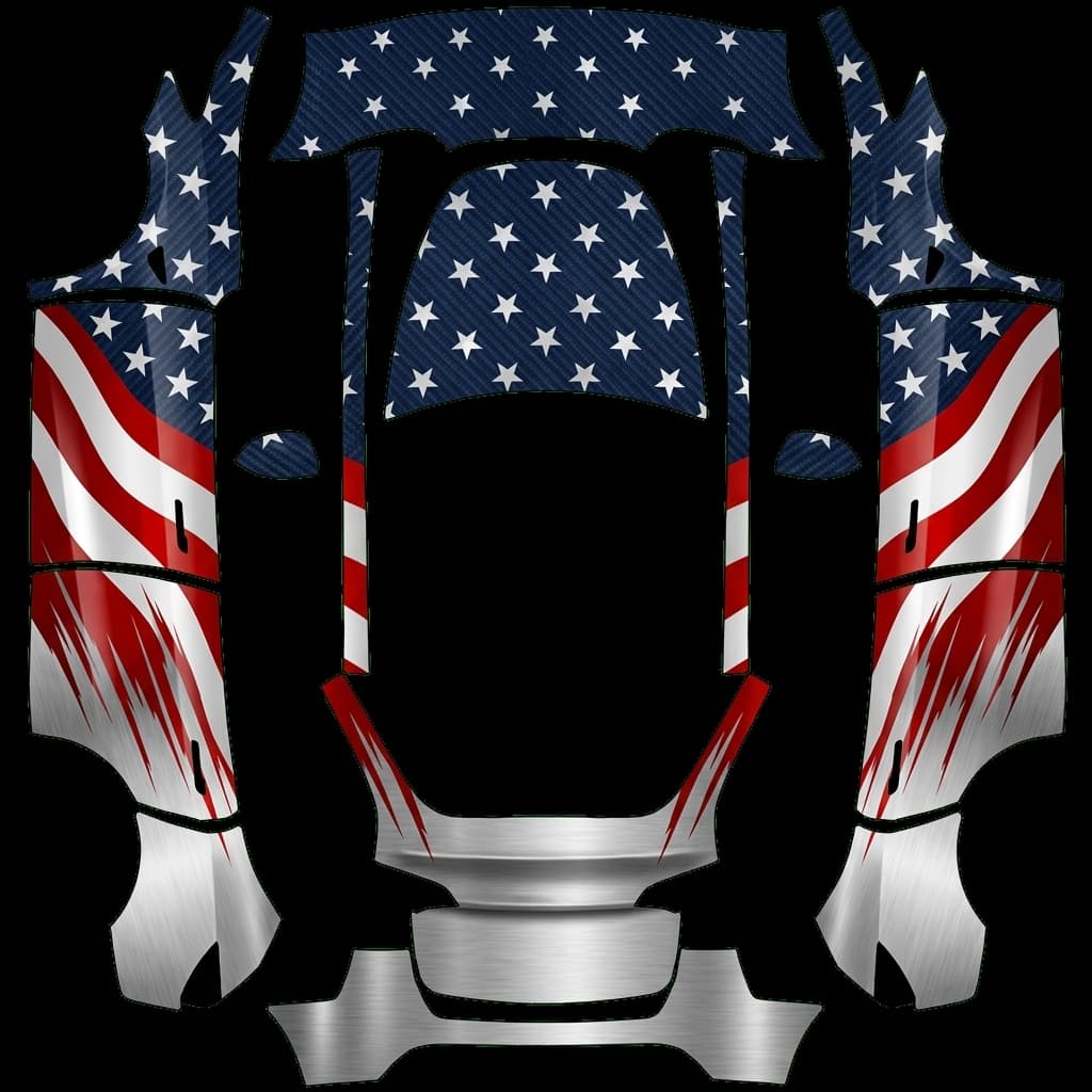 Merica wrap - Model Y Pre-2025 (Original): flat Tesla Paint Shop wrap file for the Tesla Model Y