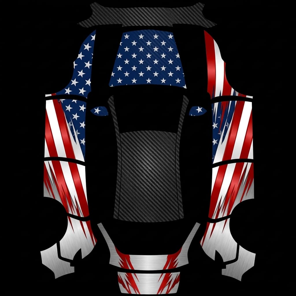 Merica wrap - Model Y Juniper Base: flat Tesla Paint Shop wrap file for the Tesla Model Y