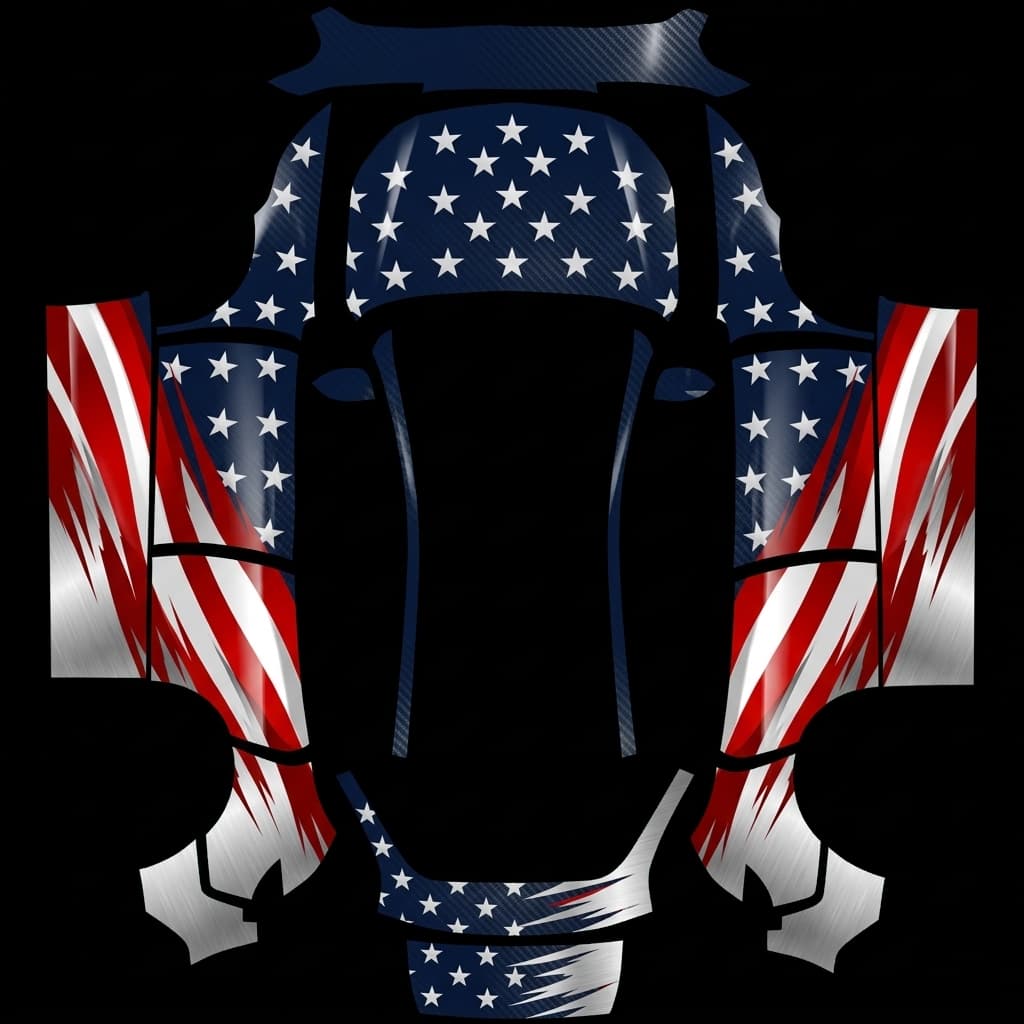 Merica wrap - Model Y Juniper Standard AWD: flat Tesla Paint Shop wrap file for the Tesla Model Y