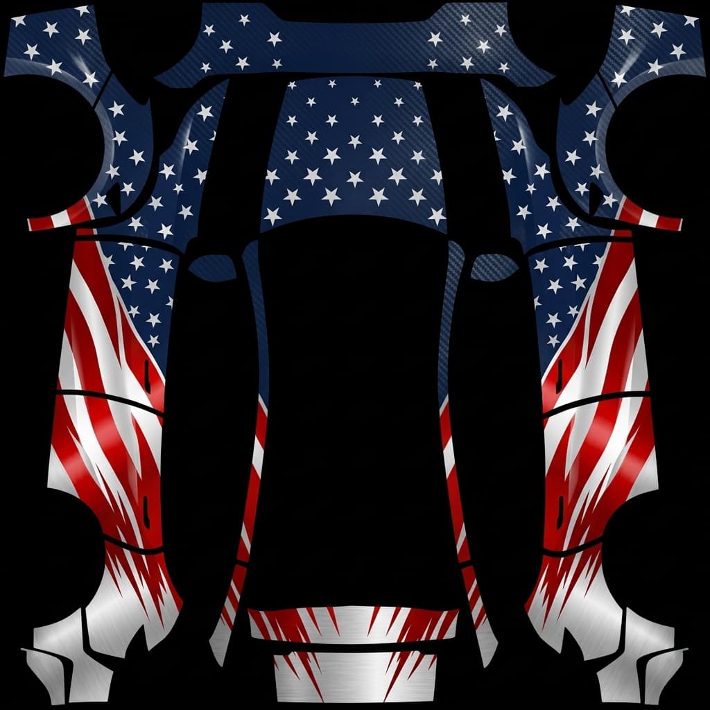 Merica wrap - Model Y Juniper Performance: flat Tesla Paint Shop wrap file for the Tesla Model Y