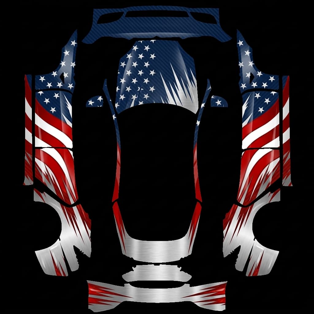 Merica wrap - Model S Pre-2021 (Original): flat Tesla Paint Shop wrap file for the Tesla Model S