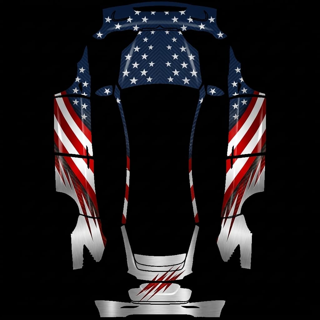 Merica wrap - Model X All Variants: flat Tesla Paint Shop wrap file for the Tesla Model X