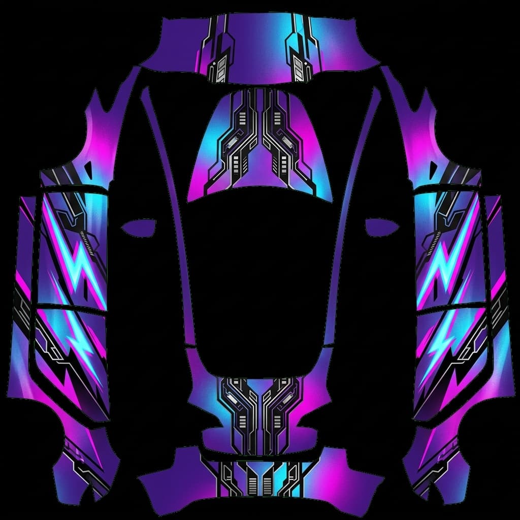 Itasha neo-Tokyo racing - Model 3 Pre-2024 (Original): flat Tesla Paint Shop wrap file for the Tesla Model 3