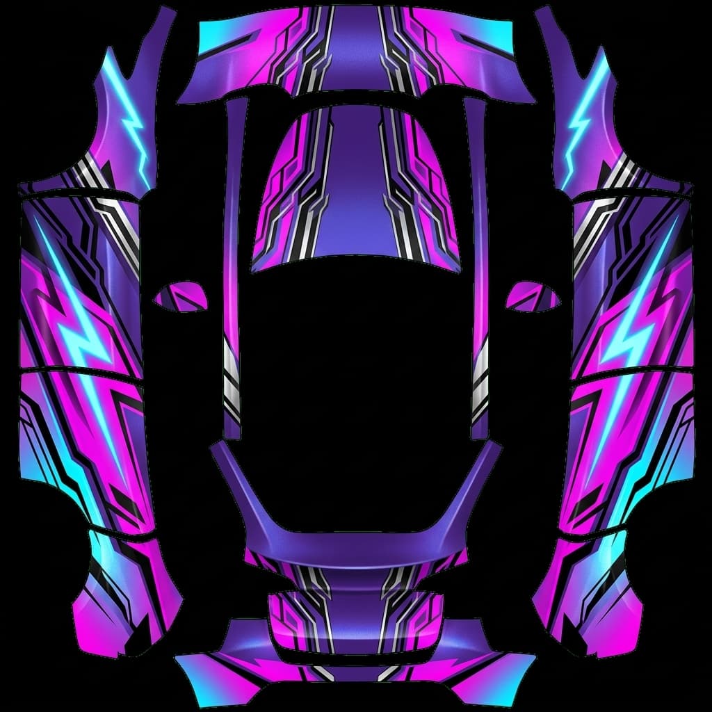 Itasha neo-Tokyo racing - Model Y Pre-2025 (Original): flat Tesla Paint Shop wrap file for the Tesla Model Y