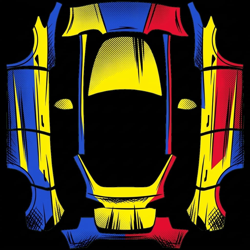 Cel-Shaded Comic - Model Y Pre-2025 (Original): flat Tesla Paint Shop wrap file for the Tesla Model Y