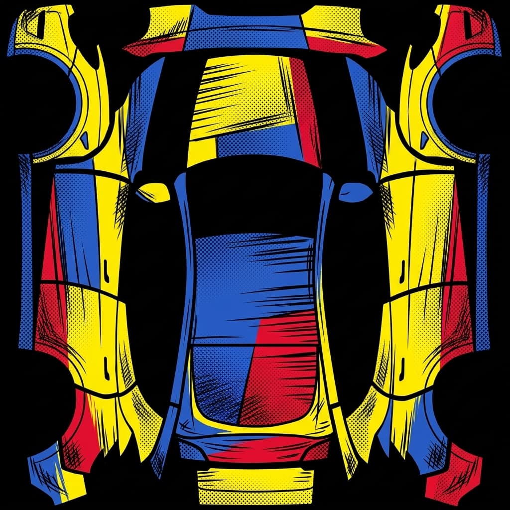 Cel-Shaded Comic - Model Y Juniper Premium: flat Tesla Paint Shop wrap file for the Tesla Model Y