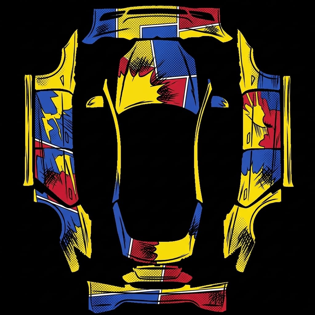 Cel-Shaded Comic - Model S Pre-2021 (Original): flat Tesla Paint Shop wrap file for the Tesla Model S