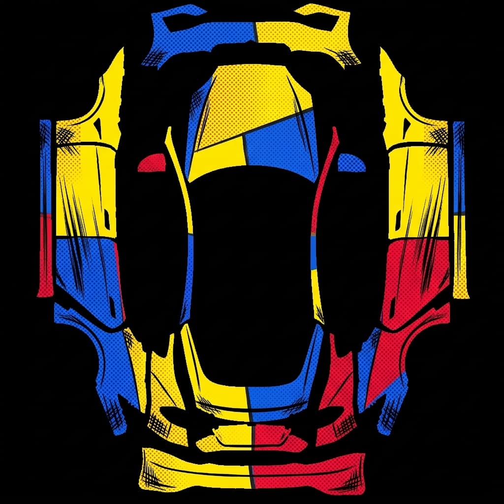 Cel-Shaded Comic - Model S Plaid (2021+): flat Tesla Paint Shop wrap file for the Tesla Model S