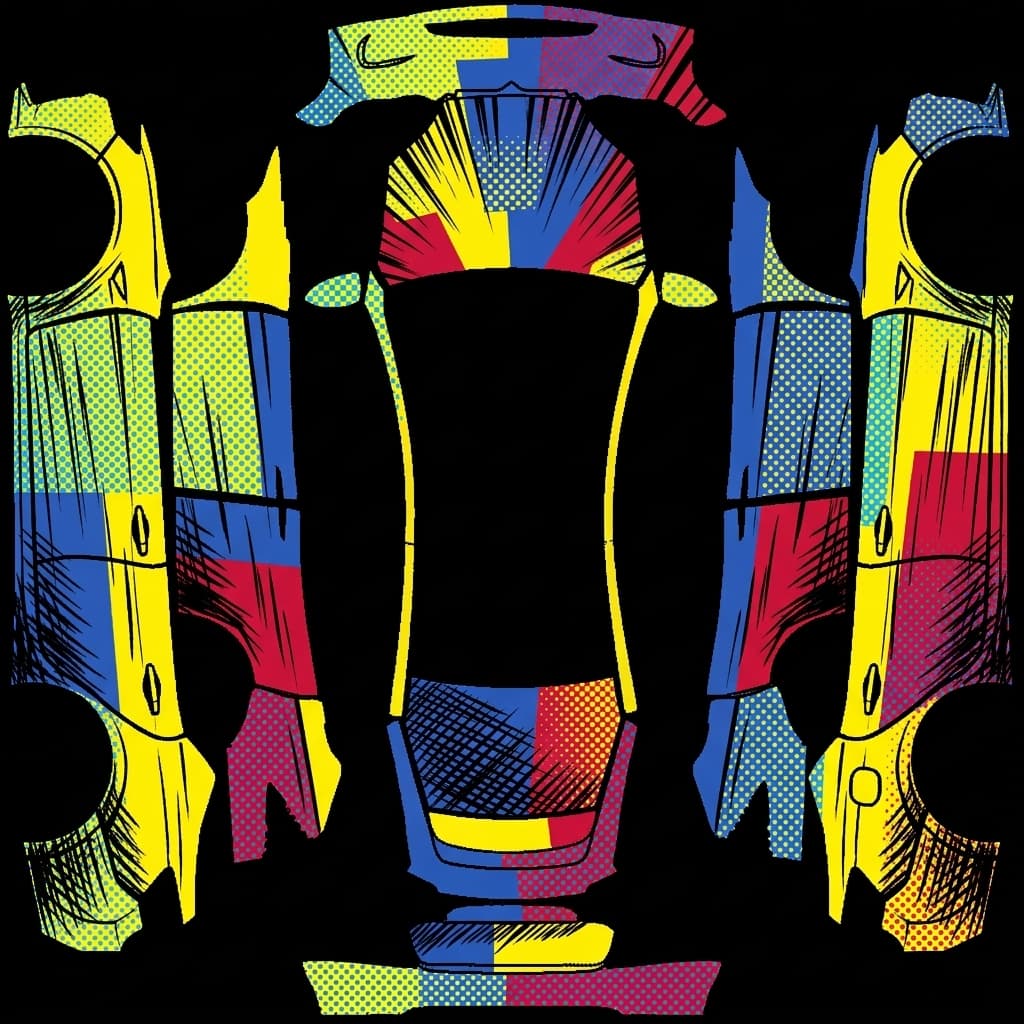 Cel-Shaded Comic - Model X All Variants: flat Tesla Paint Shop wrap file for the Tesla Model X