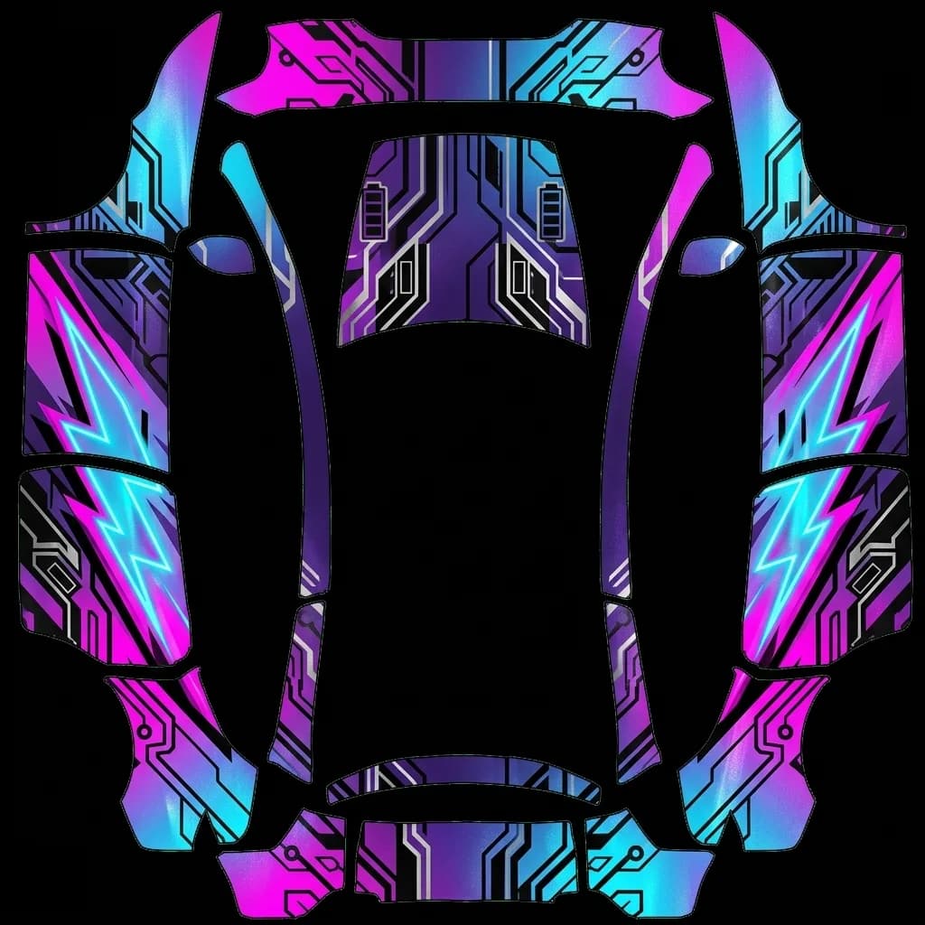 Itasha neo-Tokyo racing - Model Y Long Range: flat Tesla Paint Shop wrap file for the Tesla Model Y