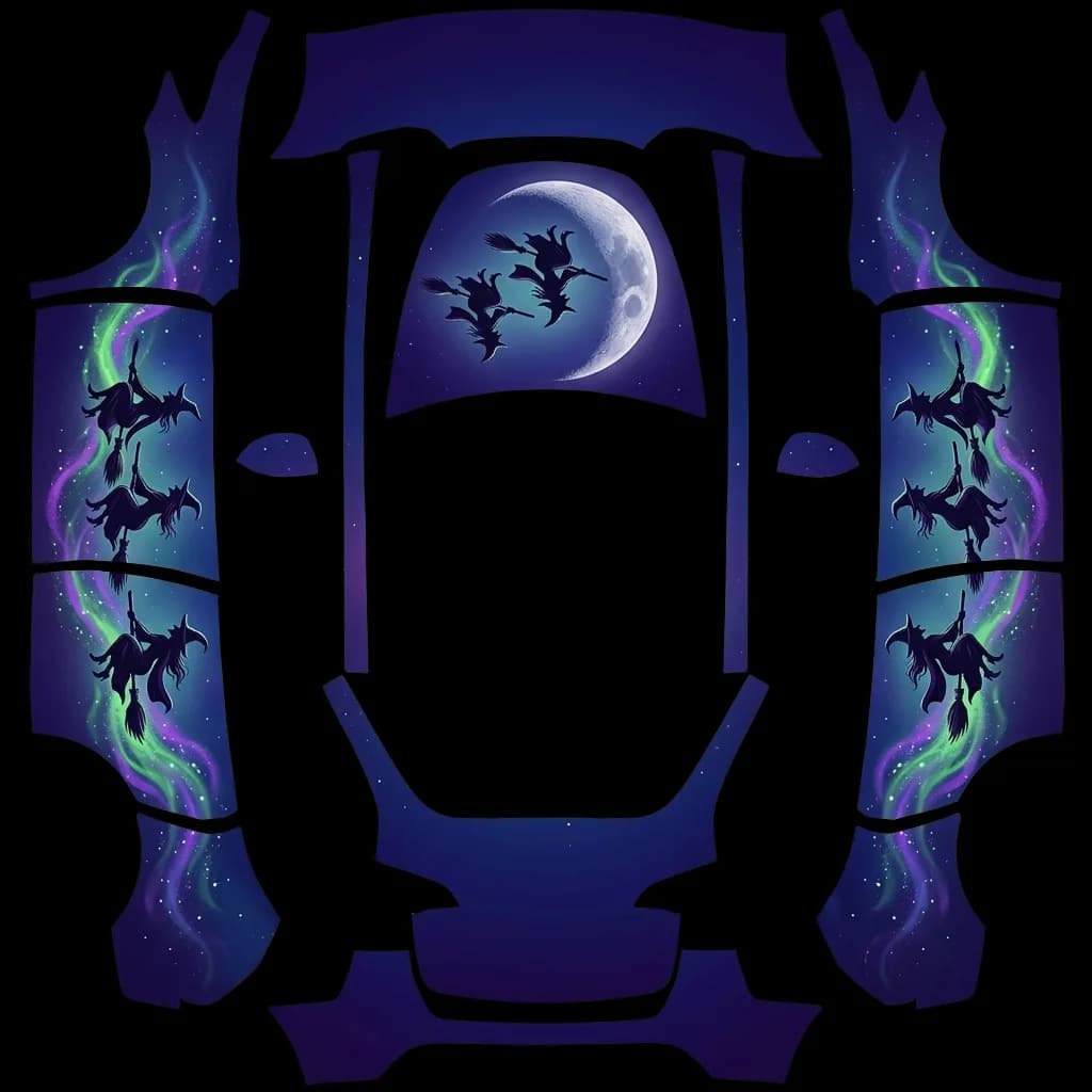 Purple Aurora Witch Galaxy: flat Tesla Paint Shop wrap file for the Tesla Model Y