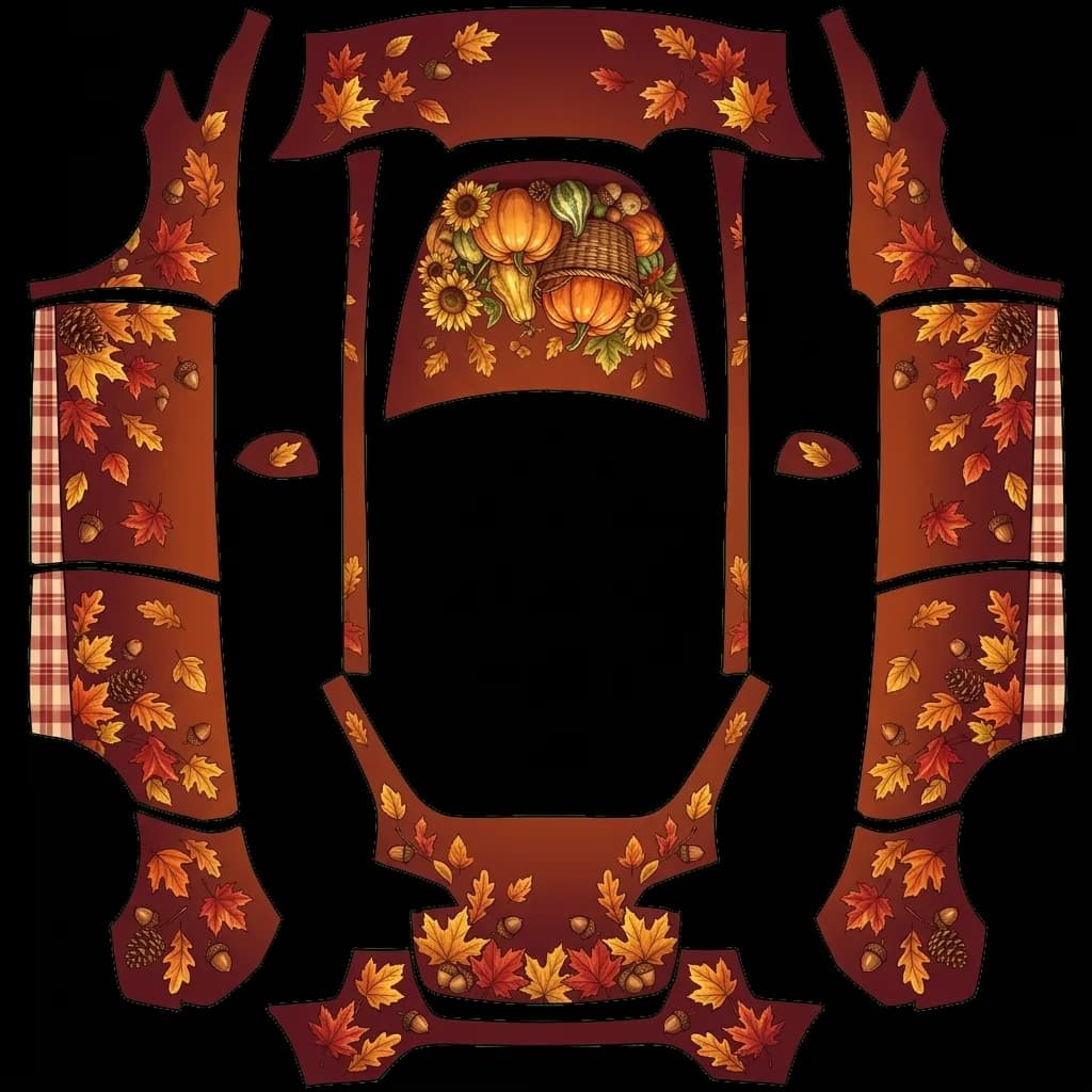 Falling Leaves Harvest - Model Y Pre-2025 (Original): flat Tesla Paint Shop wrap file for the Tesla Model Y