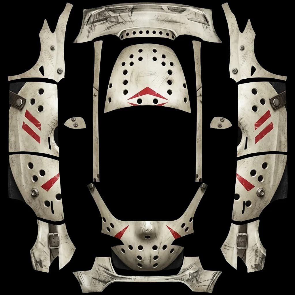 Horror Mask Graphic: flat Tesla Paint Shop wrap file for the Tesla Model Y