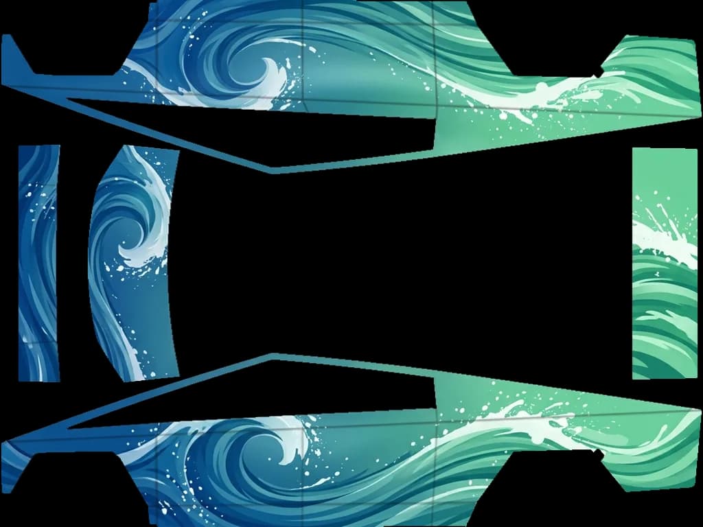 Satin Ocean Wave Splash: flat Tesla Paint Shop wrap file for the Tesla Cybertruck