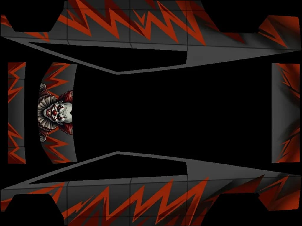 Satin Charcoal Red Zigzag: flat Tesla Paint Shop wrap file for the Tesla Cybertruck