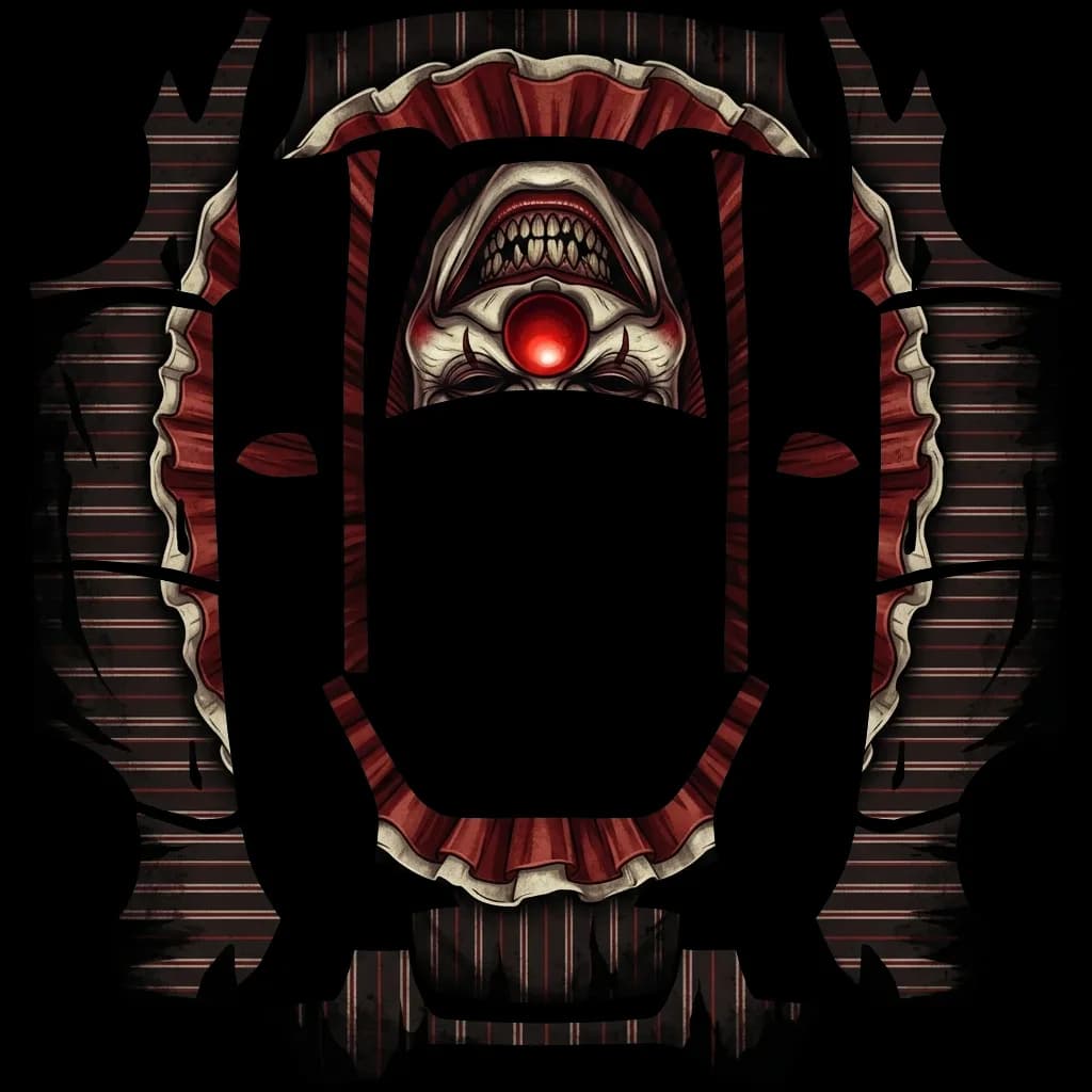 Red Black Pinstripe Clown: flat Tesla Paint Shop wrap file for the Tesla Model Y