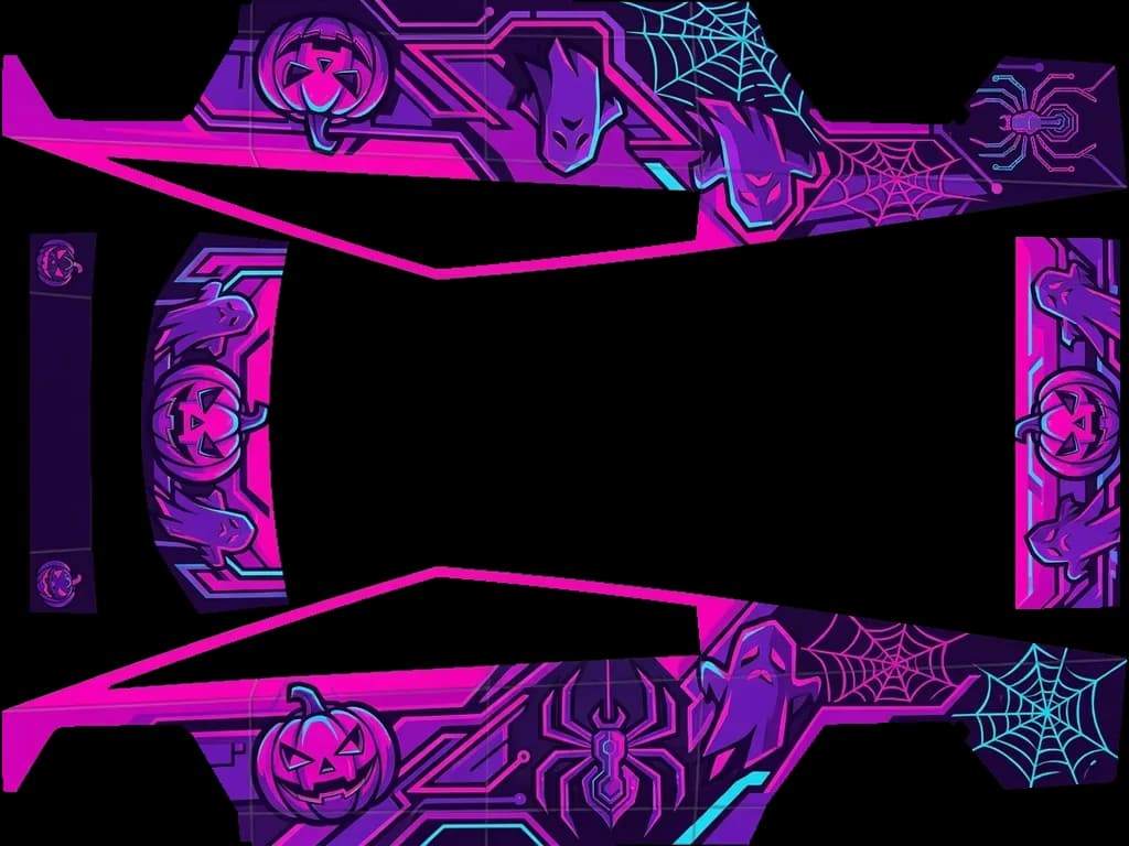 Neon Halloween Cyberpunk: flat Tesla Paint Shop wrap file for the Tesla Cybertruck