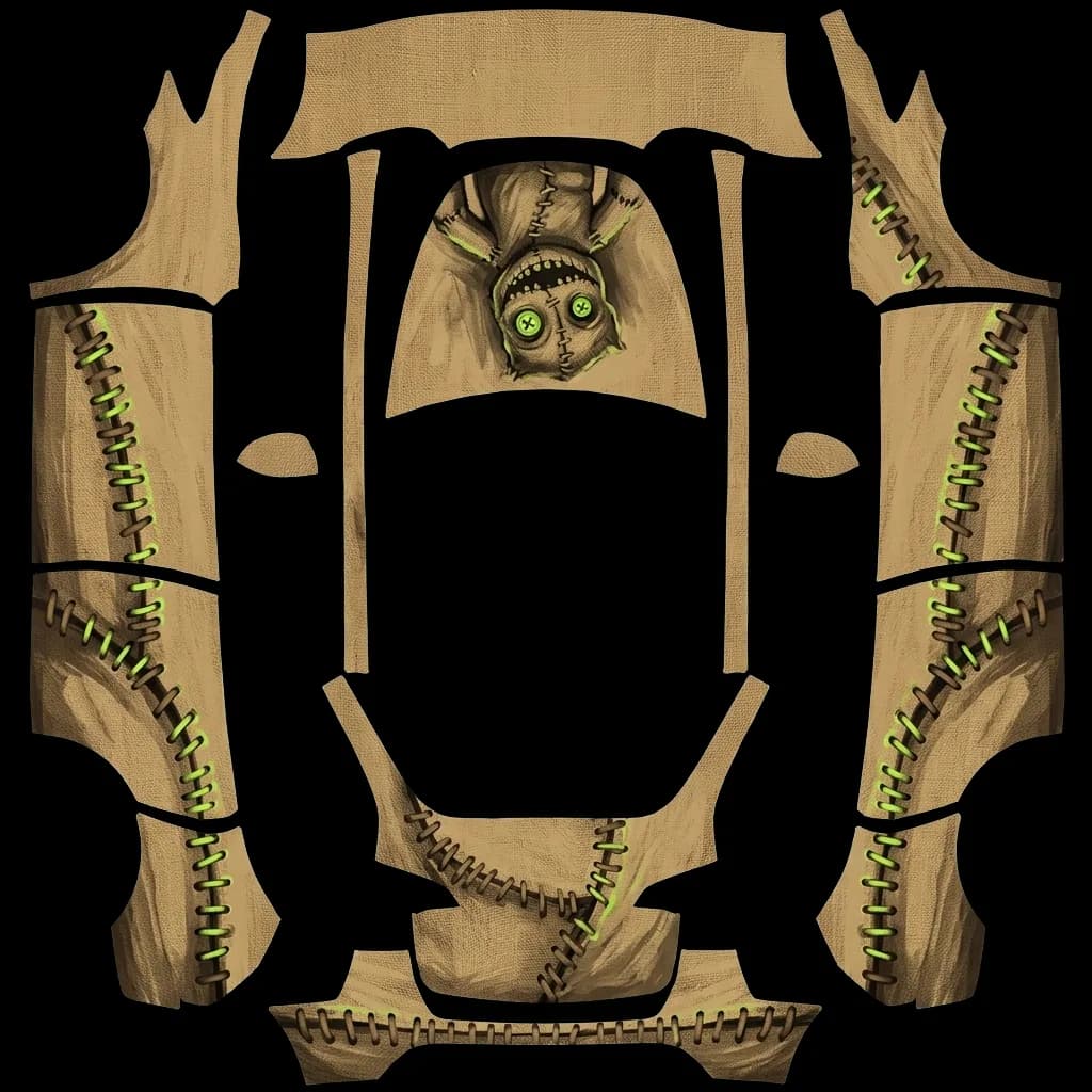 Spooky Burlap Monster Matte: flat Tesla Paint Shop wrap file for the Tesla Model Y