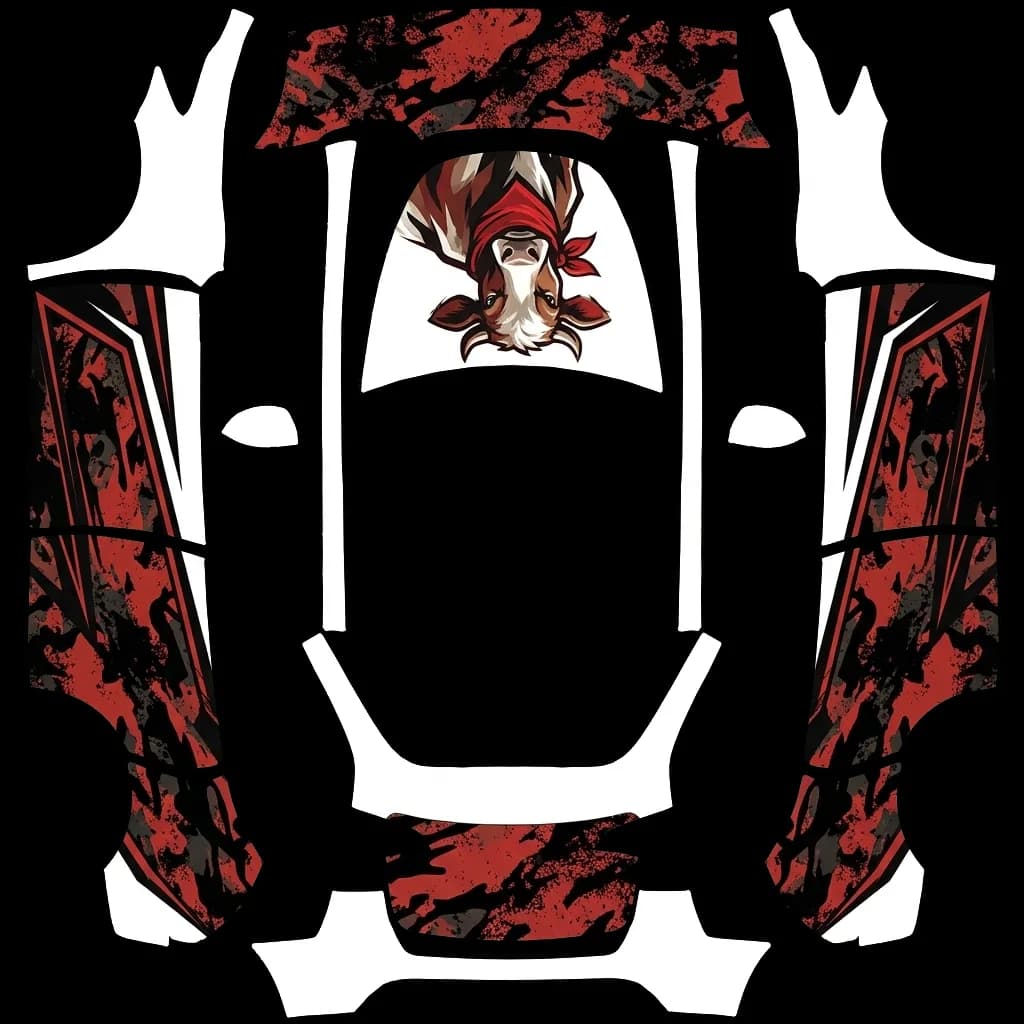 Matte Red Black Camo: flat Tesla Paint Shop wrap file for the Tesla Model Y