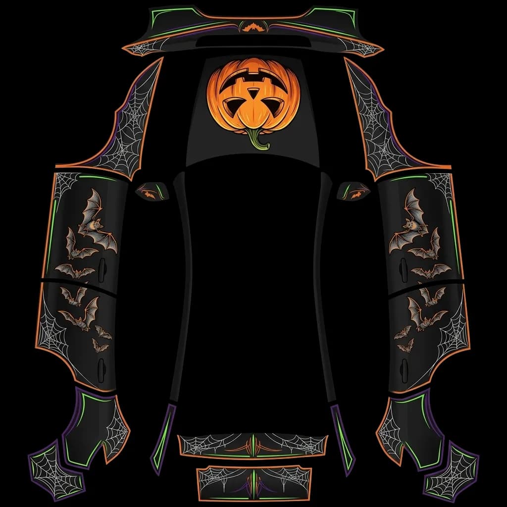 Pumpkin Pinstripe - Model Y Juniper Premium: flat Tesla Paint Shop wrap file for the Tesla Model Y
