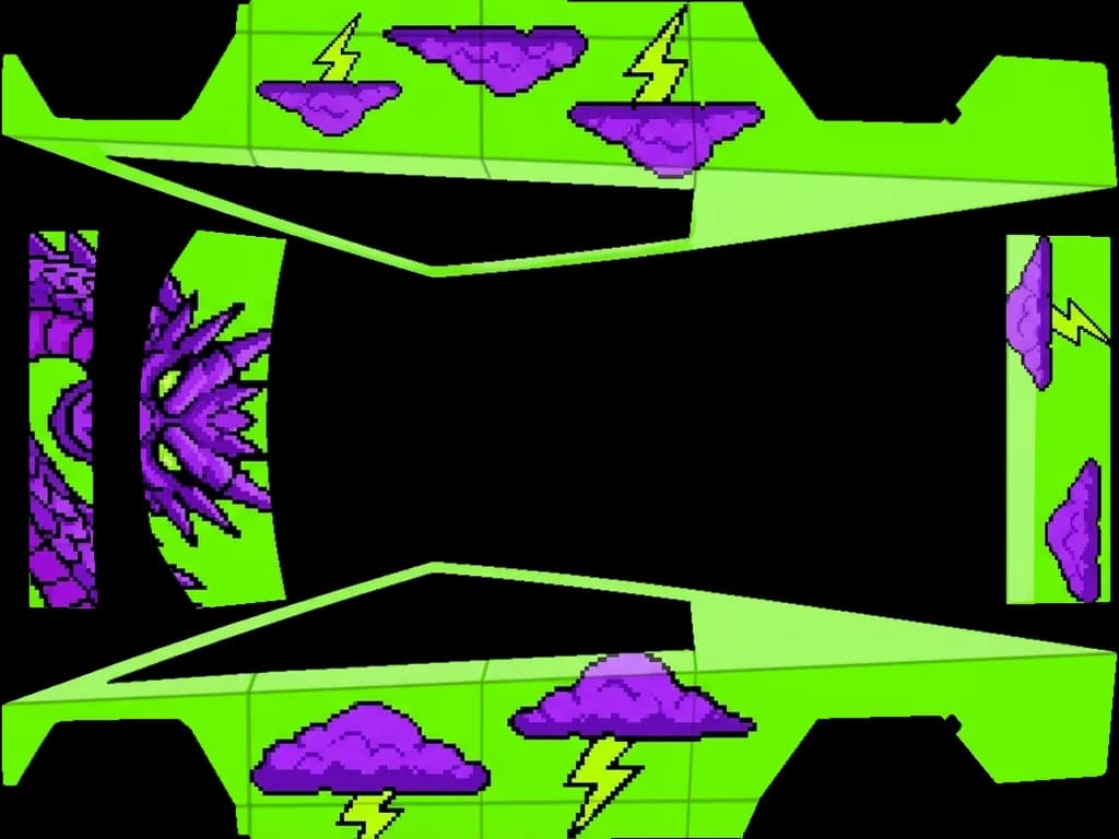 Neon Pixel Dragon: flat Tesla Paint Shop wrap file for the Tesla Cybertruck