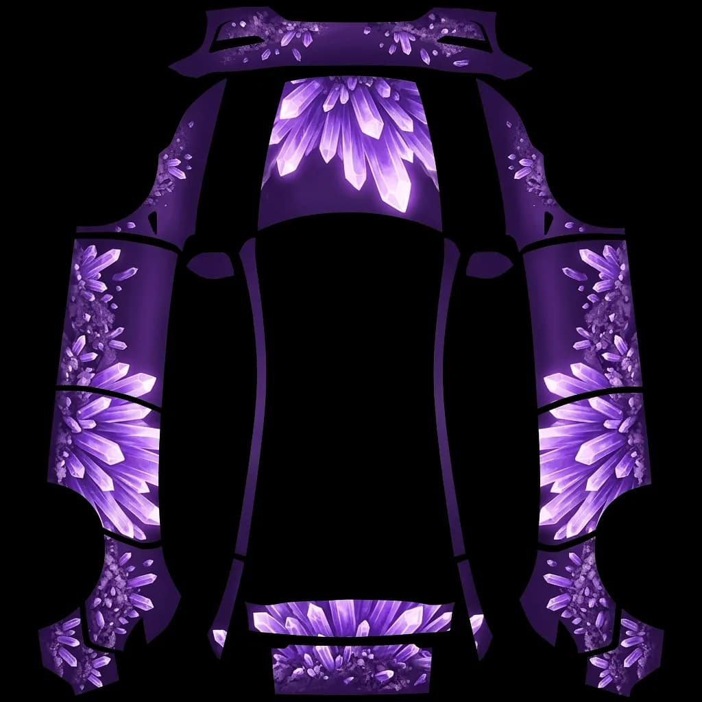 Glowing Amethyst Crystal: flat Tesla Paint Shop wrap file for the Tesla Model Y
