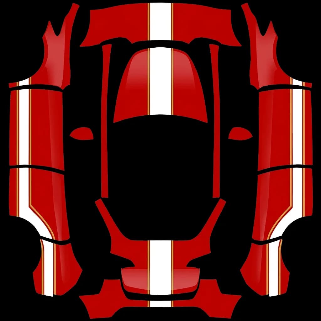 Red Racing Stripe Fire Truck: flat Tesla Paint Shop wrap file for the Tesla Model Y