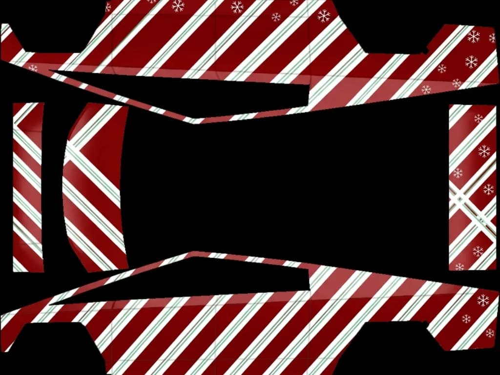 Candy Cane Christmas - Cybertruck All Variants: flat Tesla Paint Shop wrap file for the Tesla Cybertruck