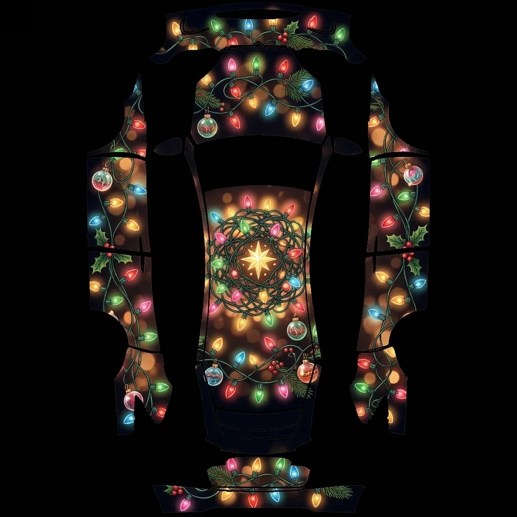 Holiday Light Tangle - Model X All Variants: flat Tesla Paint Shop wrap file for the Tesla Model X