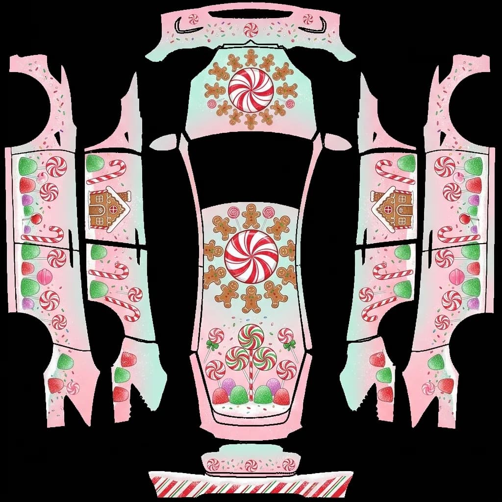 Peppermint Candyland - Model X All Variants: flat Tesla Paint Shop wrap file for the Tesla Model X