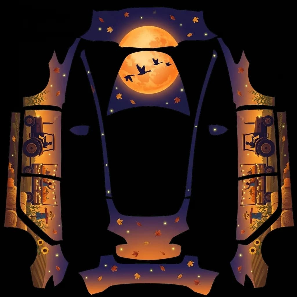 Harvest Moon Hayride - Model 3 Pre-2024 (Original): flat Tesla Paint Shop wrap file for the Tesla Model 3