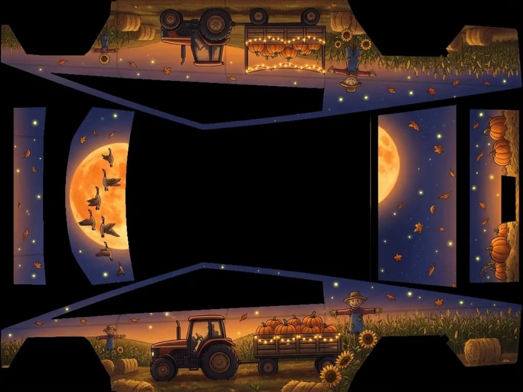 Harvest Moon Hayride - Cybertruck All Variants: flat Tesla Paint Shop wrap file for the Tesla Cybertruck