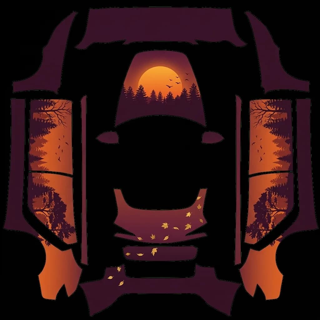 Autumn Forest Sunset - Model 3 Highland Base: flat Tesla Paint Shop wrap file for the Tesla Model 3
