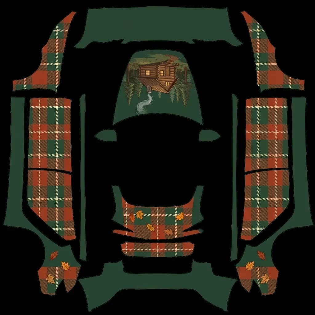 Flannel Cabin Plaid - Model 3 Highland Base: flat Tesla Paint Shop wrap file for the Tesla Model 3