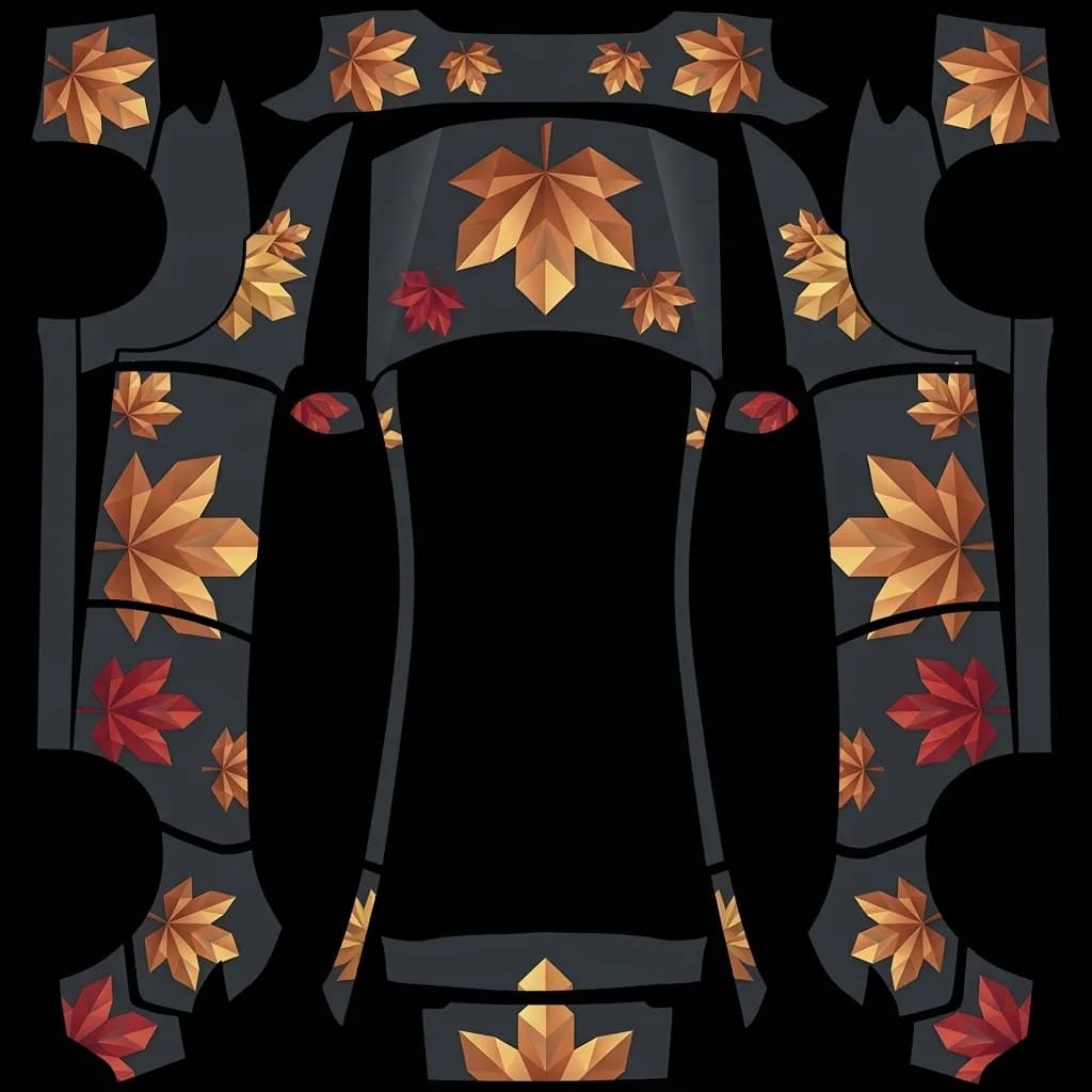 Low-Poly Autumn - Model Y Juniper Premium: flat Tesla Paint Shop wrap file for the Tesla Model Y