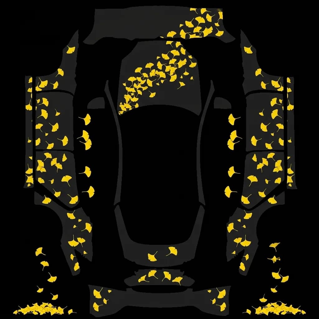 Ginkgo Leaf Fall - Model S Pre-2021 (Original): flat Tesla Paint Shop wrap file for the Tesla Model S