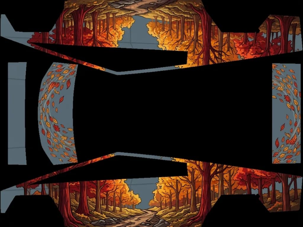 Blazing Autumn Forest - Cybertruck All Variants: flat Tesla Paint Shop wrap file for the Tesla Cybertruck