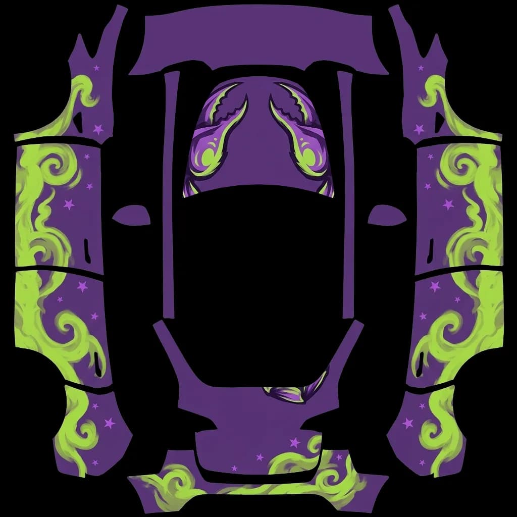Spooky Scorpion Matte Halloween: flat Tesla Paint Shop wrap file for the Tesla Model Y