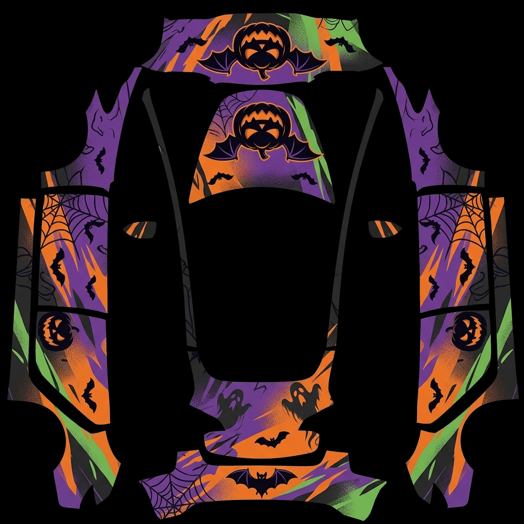 Halloween Pumpkin Ghost: flat Tesla Paint Shop wrap file for the Tesla Model 3