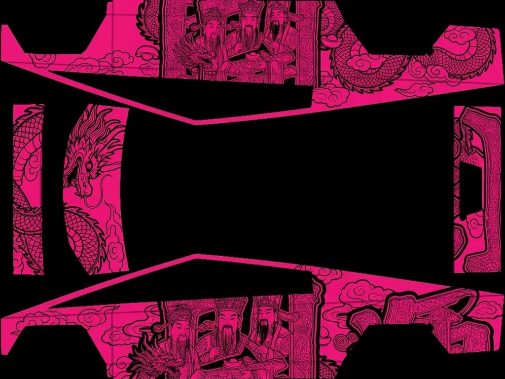 Hot Pink Dragon Art: flat Tesla Paint Shop wrap file for the Tesla Cybertruck