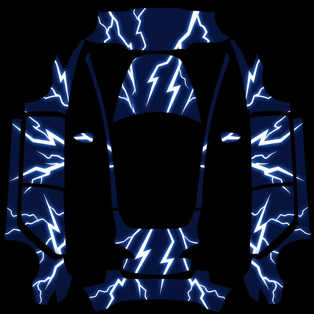 Electric Blue Lightning Bolt: flat Tesla Paint Shop wrap file for the Tesla Model 3