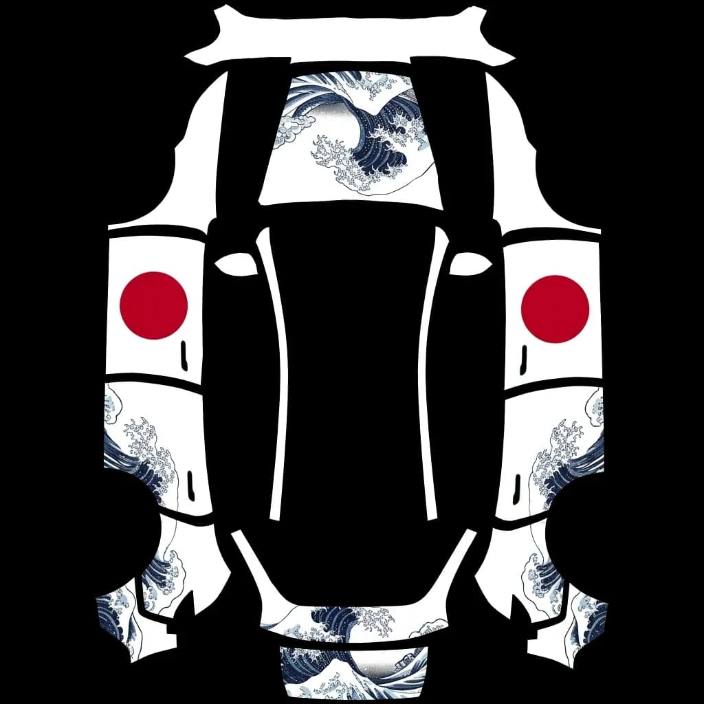 Japanese Wave Great Art: flat Tesla Paint Shop wrap file for the Tesla Model Y