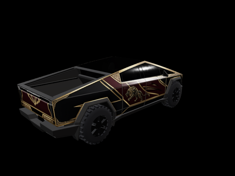 Gold Lion Matte Burgundy custom Tesla Cybertruck wrap design