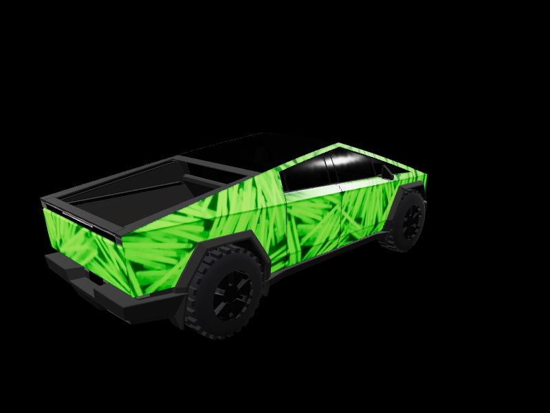 Neon Green Glow Sticks custom Tesla Cybertruck wrap design