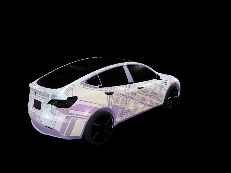 Holographic Circuit Board Tech custom Tesla Model Y wrap design