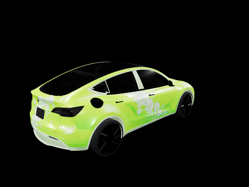 Neon Acid Green Bubble custom Tesla Model Y wrap design